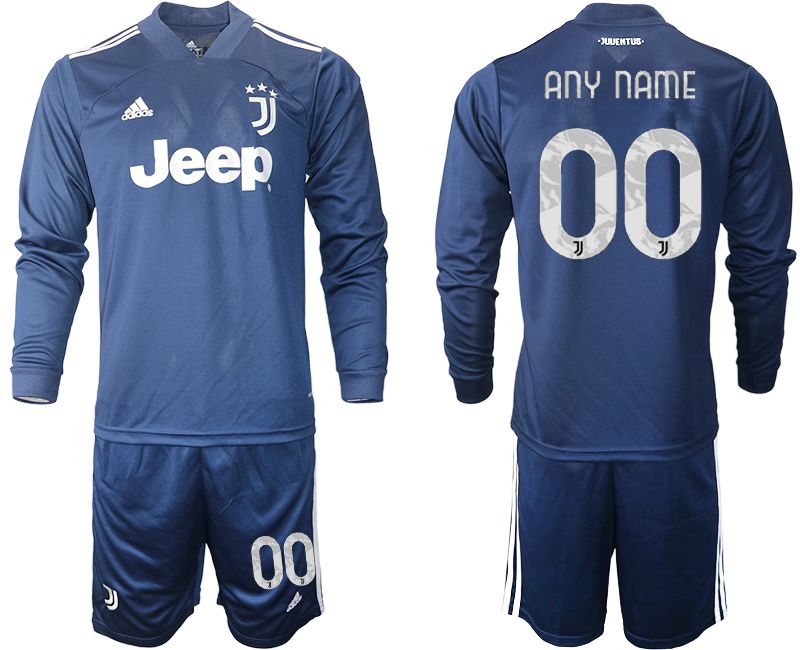 Men 2020-2021 club Juventus away long sleeves customized blue Soccer Jerseys->customized soccer jersey->Custom Jersey